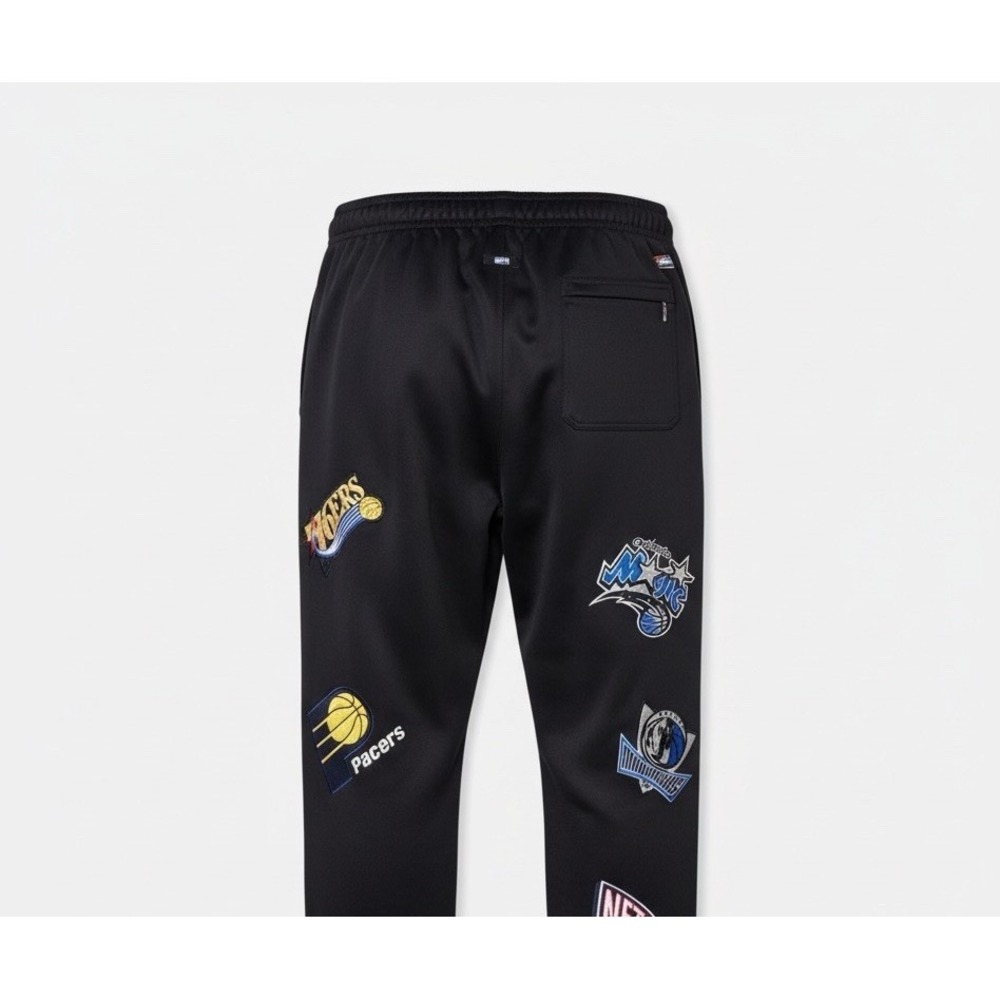 UNK NBA All Team Logo Joggers Mens Black Embroidered Patch Sweatpants Multi-Team - Picture 3 of 11